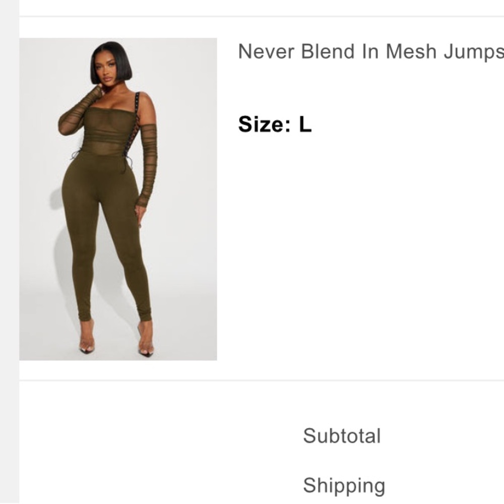 Fashion Nova Olive Mesh Jumpsuit